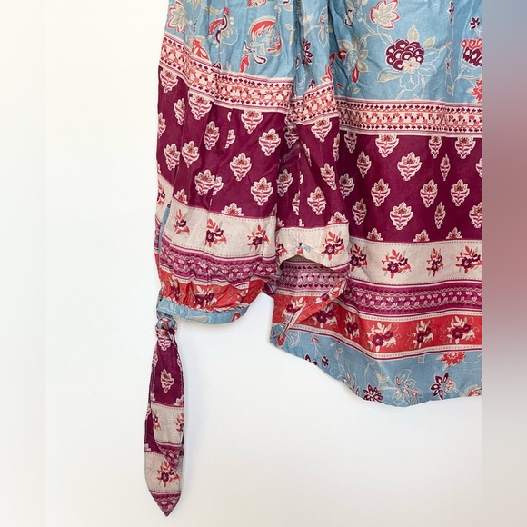 NWT Beach Lunch Lounge Blouse Women Blue Pullover Top Off Shoulder Floral Boho - Picture 5 of 5